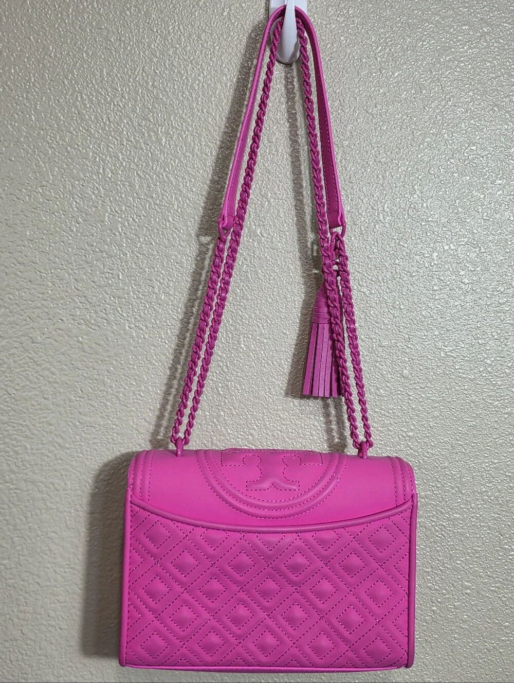 Tory Burch Fleming Matte Small Convertible Crossbody Shoulder Bag Crazy Pink